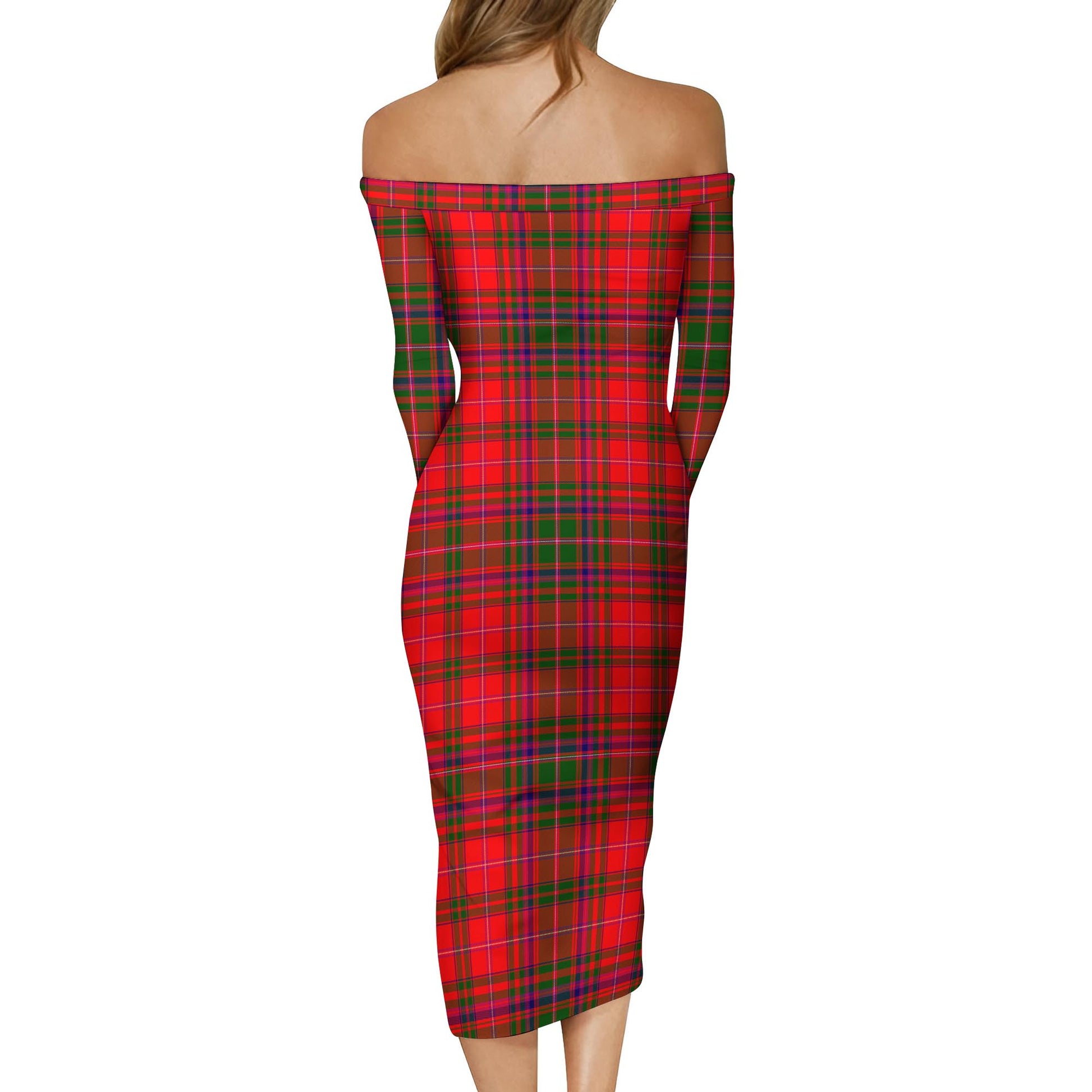 MacDougall Modern Tartan Off Shoulder Lady Dress - Tartanvibesclothing