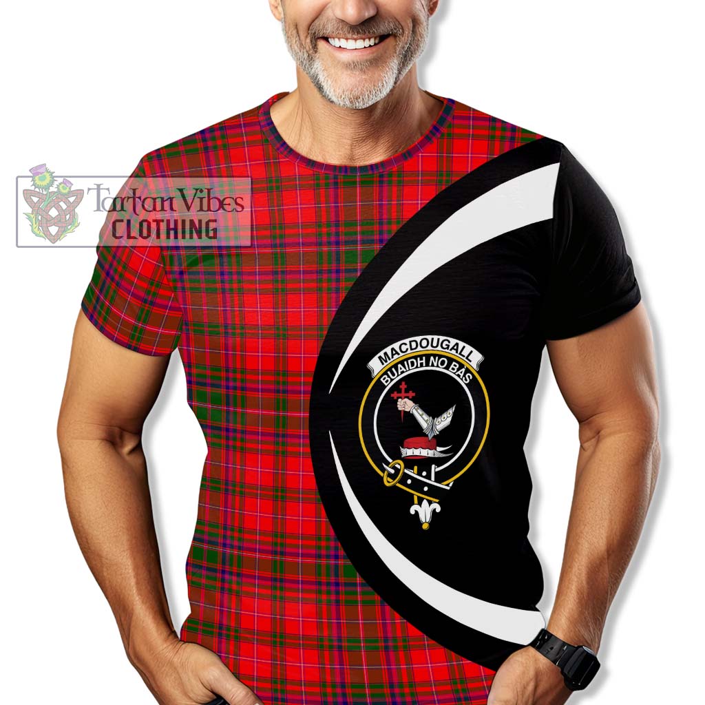 Tartan Vibes Clothing MacDougall Modern Tartan T-Shirt with Family Crest Circle Style