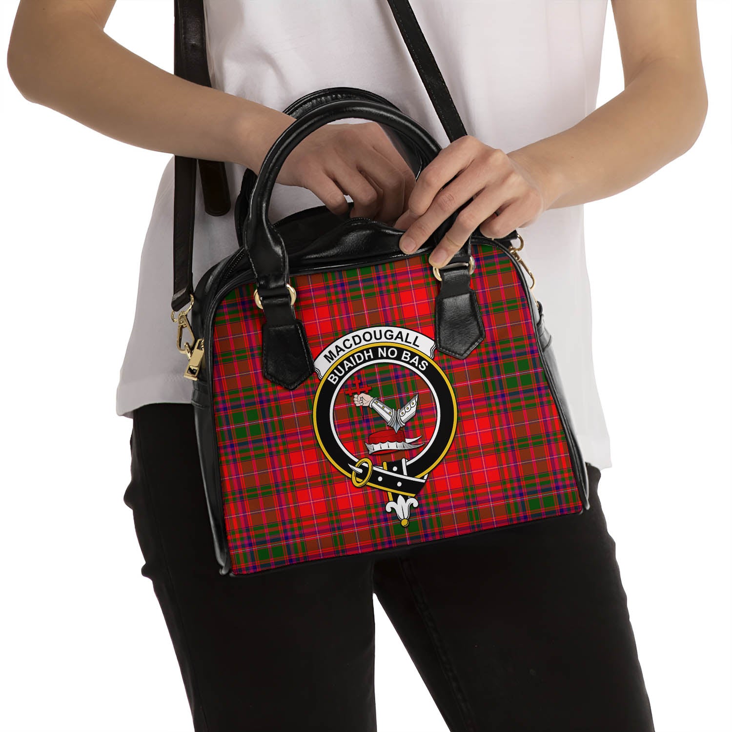 MacDougall Modern Tartan Shoulder Handbags with Family Crest - Tartanvibesclothing