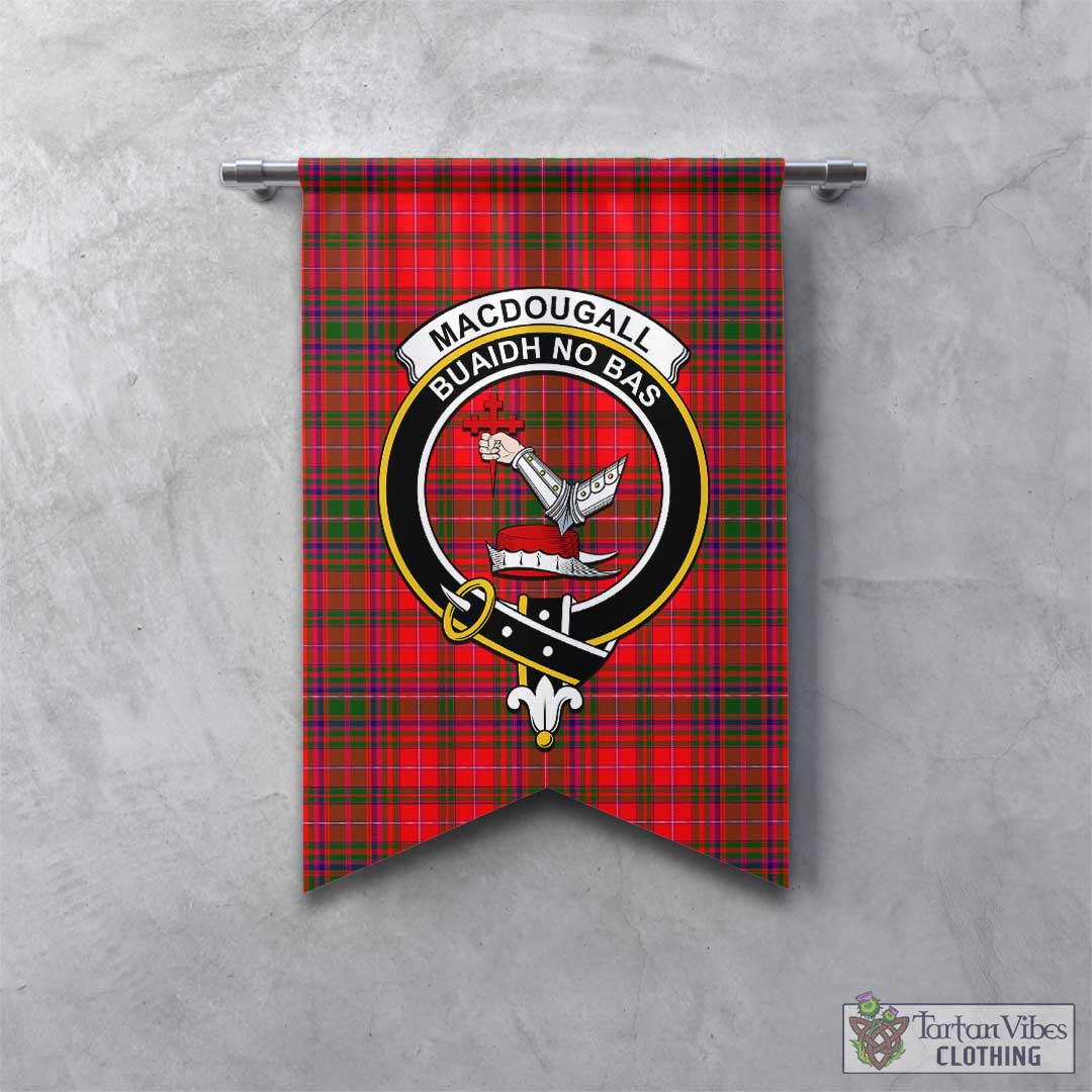 Tartan Vibes Clothing MacDougall Modern Tartan Gonfalon, Tartan Banner with Family Crest