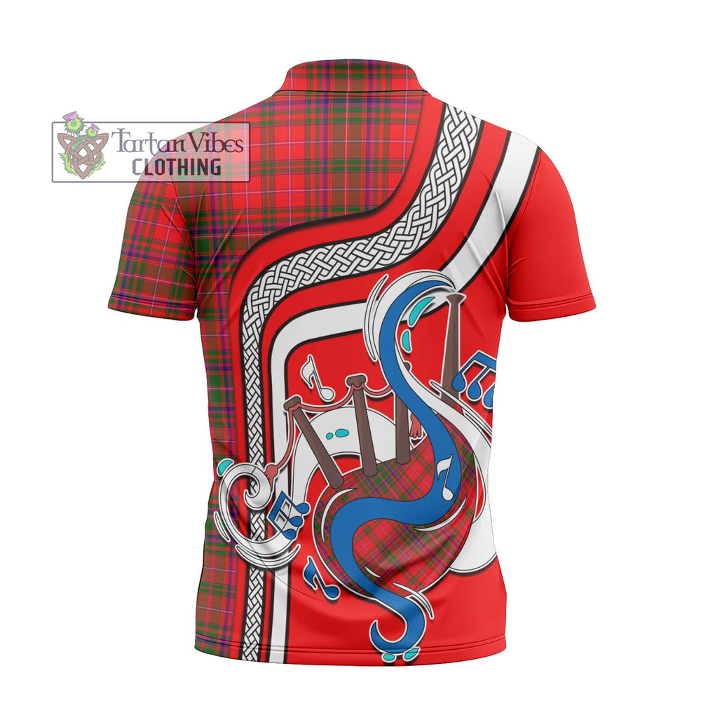 MacDougall Modern Tartan Zipper Polo Shirt with Epic Bagpipe Style - Tartanvibesclothing Shop