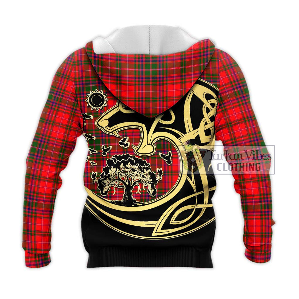 MacDougall Modern Tartan Knitted Hoodie with Family Crest Celtic Wolf Style - Tartan Vibes Clothing