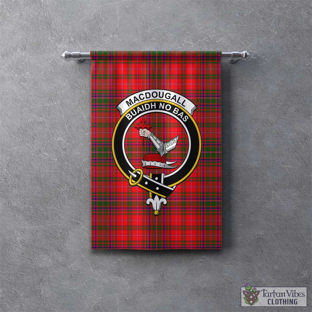 Tartan Vibes Clothing MacDougall Modern Tartan Gonfalon, Tartan Banner with Family Crest