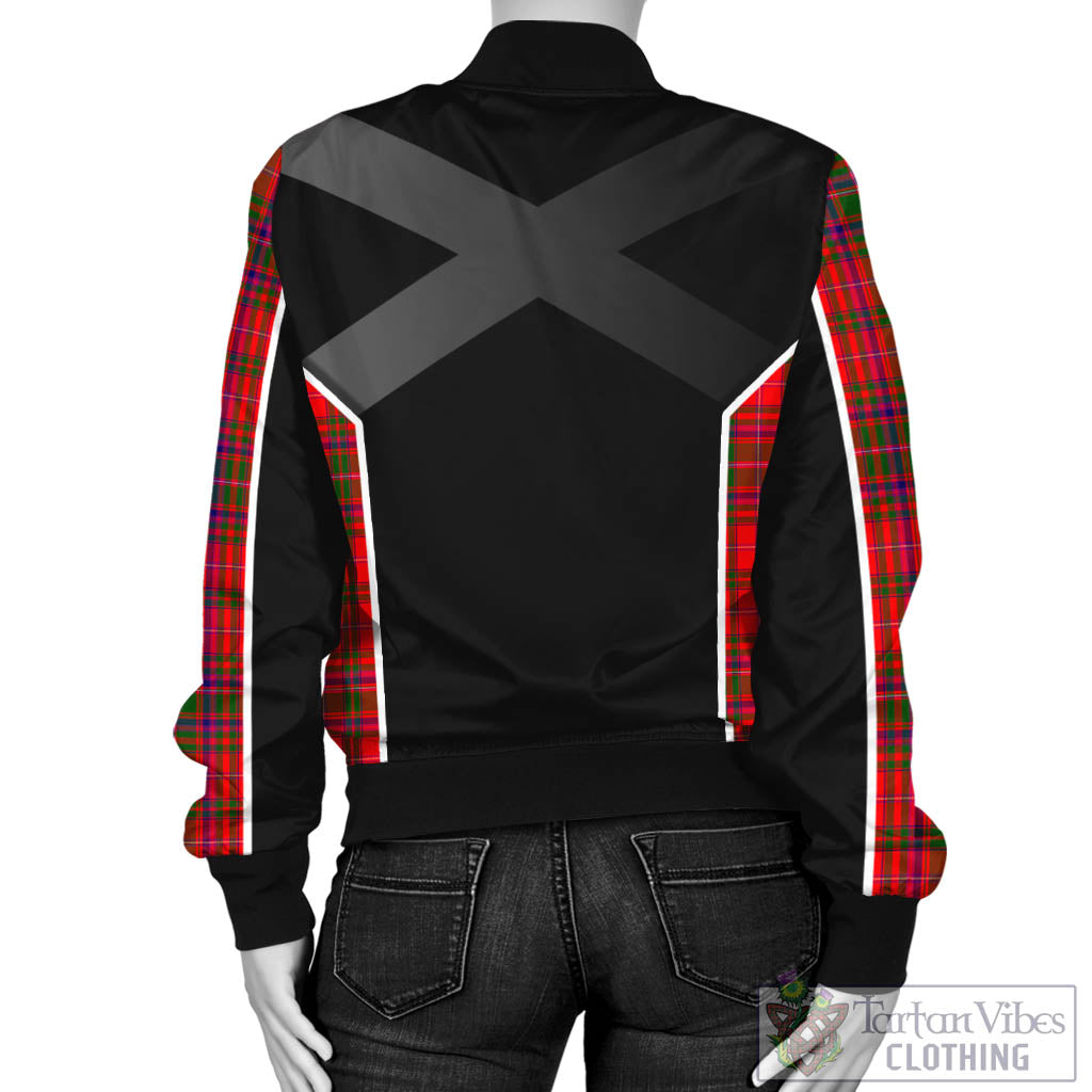 Tartan Vibes Clothing MacDougall Modern Tartan Bomber Jacket with Family Crest and Scottish Thistle Vibes Sport Style