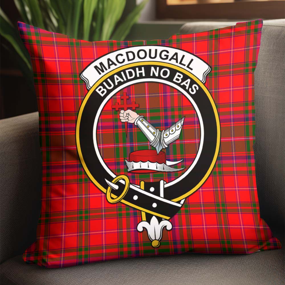 MacDougall Modern Tartan Pillow Cover with Family Crest - Tartanvibesclothing