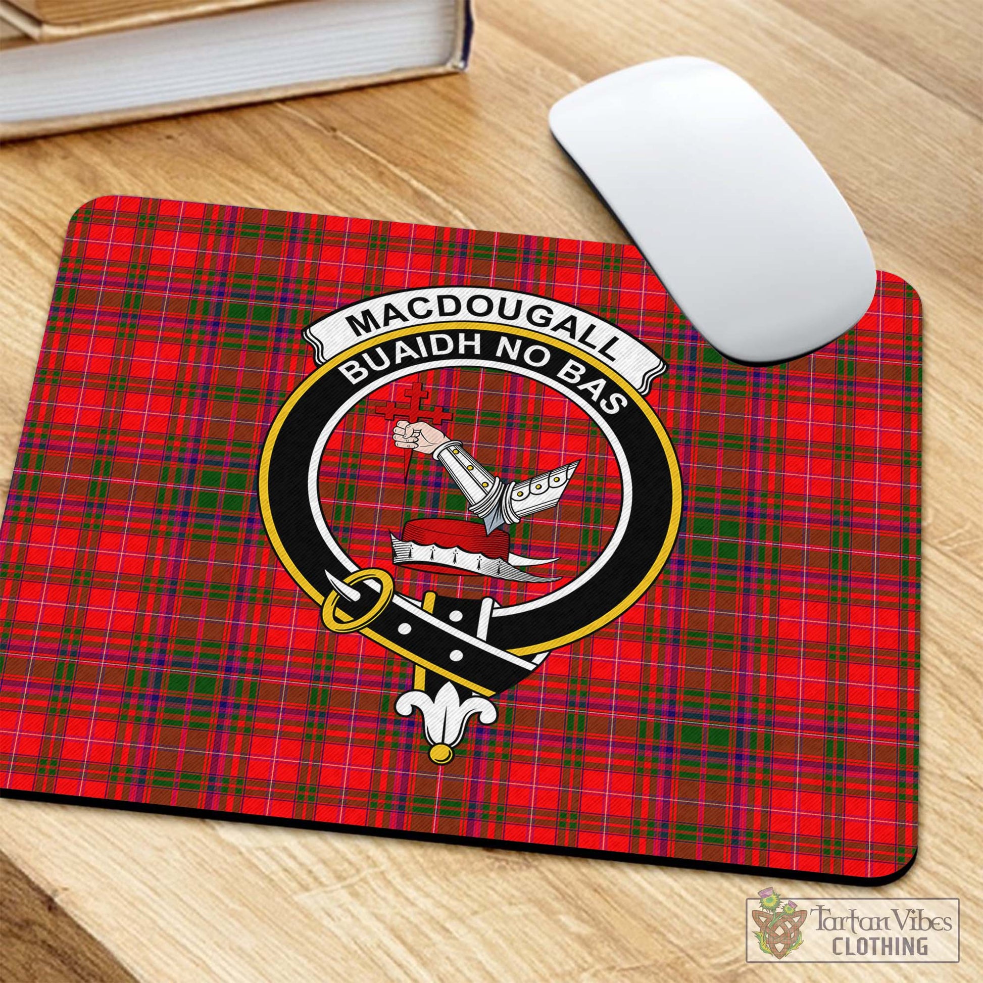 Tartan Vibes Clothing MacDougall Modern Tartan Mouse Pad with Family Crest