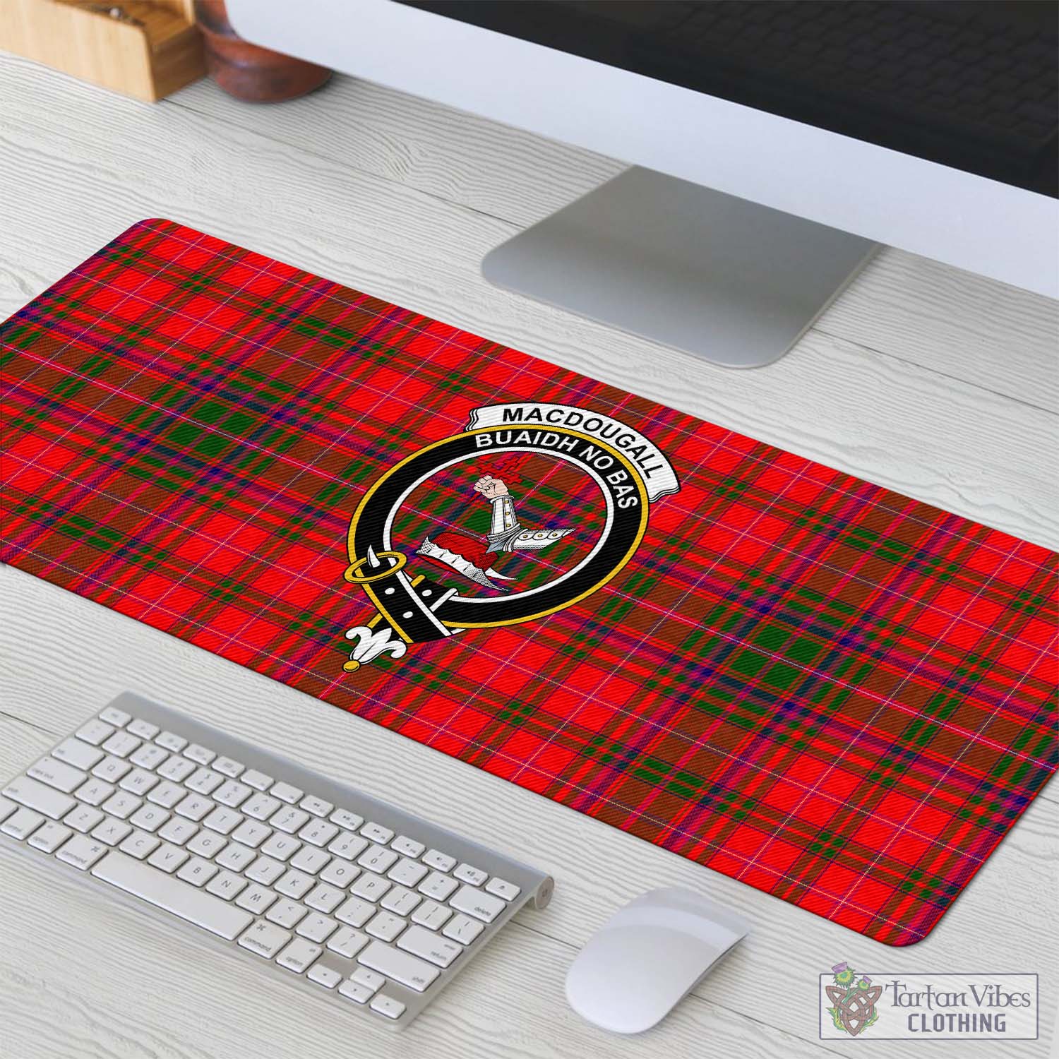 Tartan Vibes Clothing MacDougall Modern Tartan Mouse Pad with Family Crest