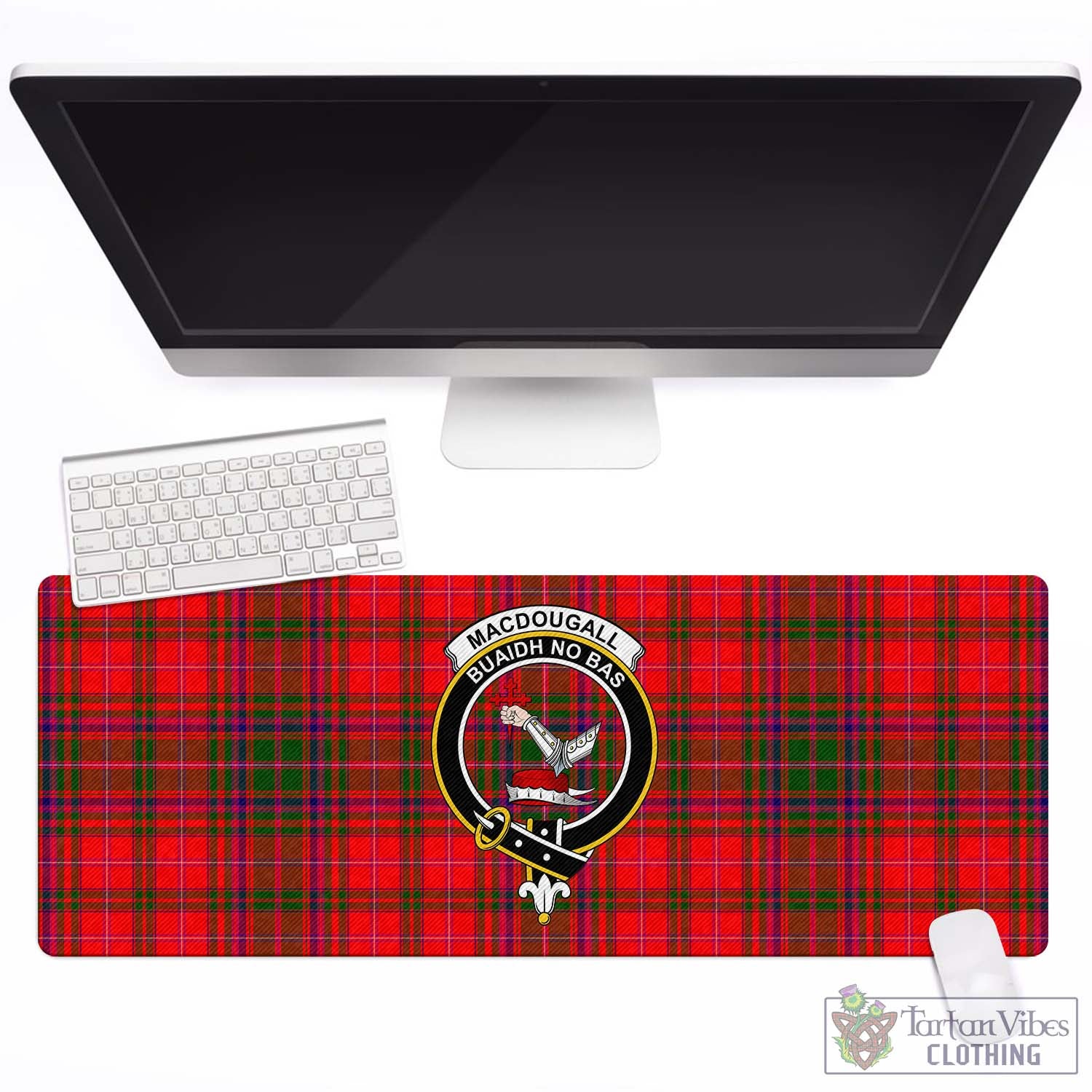 Tartan Vibes Clothing MacDougall Modern Tartan Mouse Pad with Family Crest