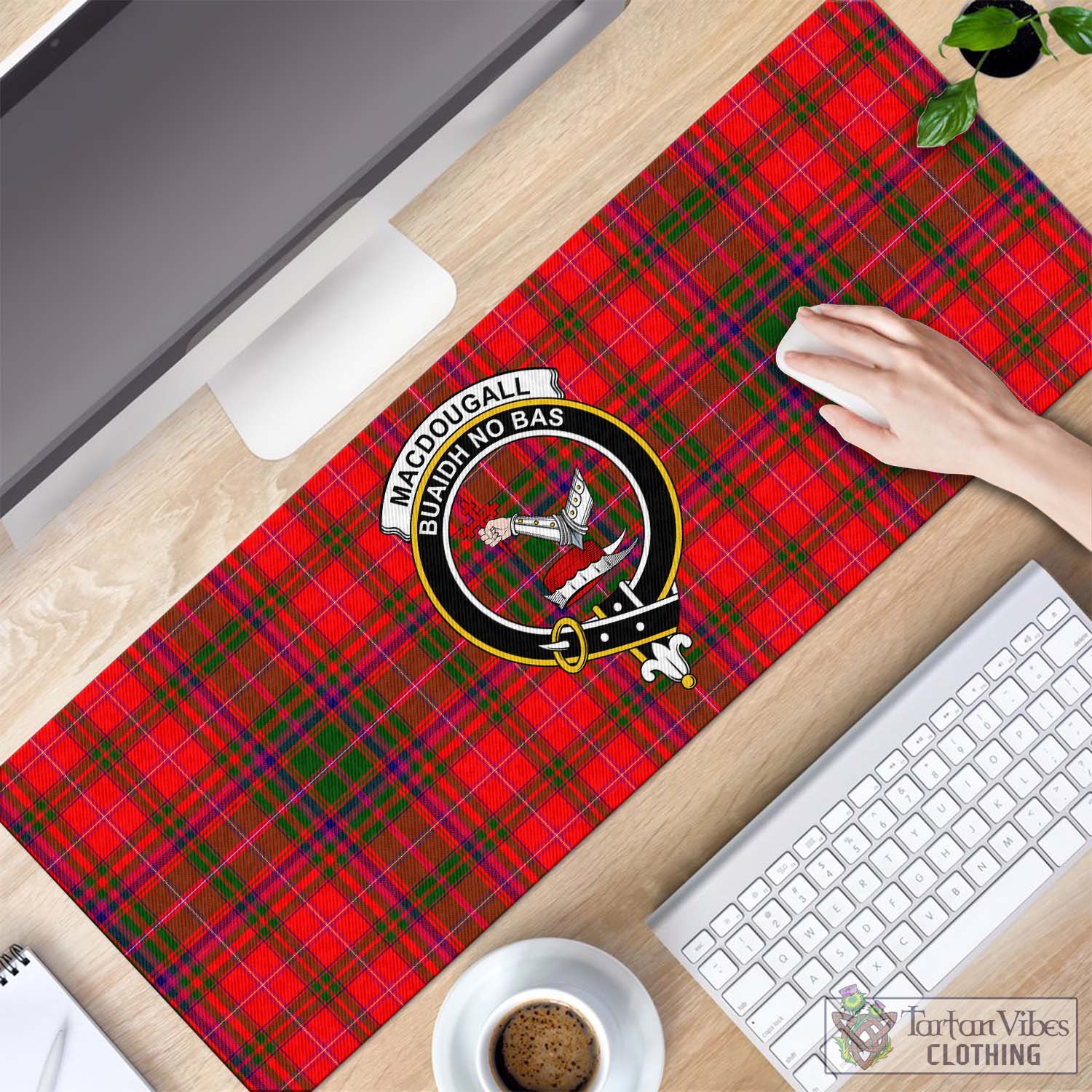 Tartan Vibes Clothing MacDougall Modern Tartan Mouse Pad with Family Crest