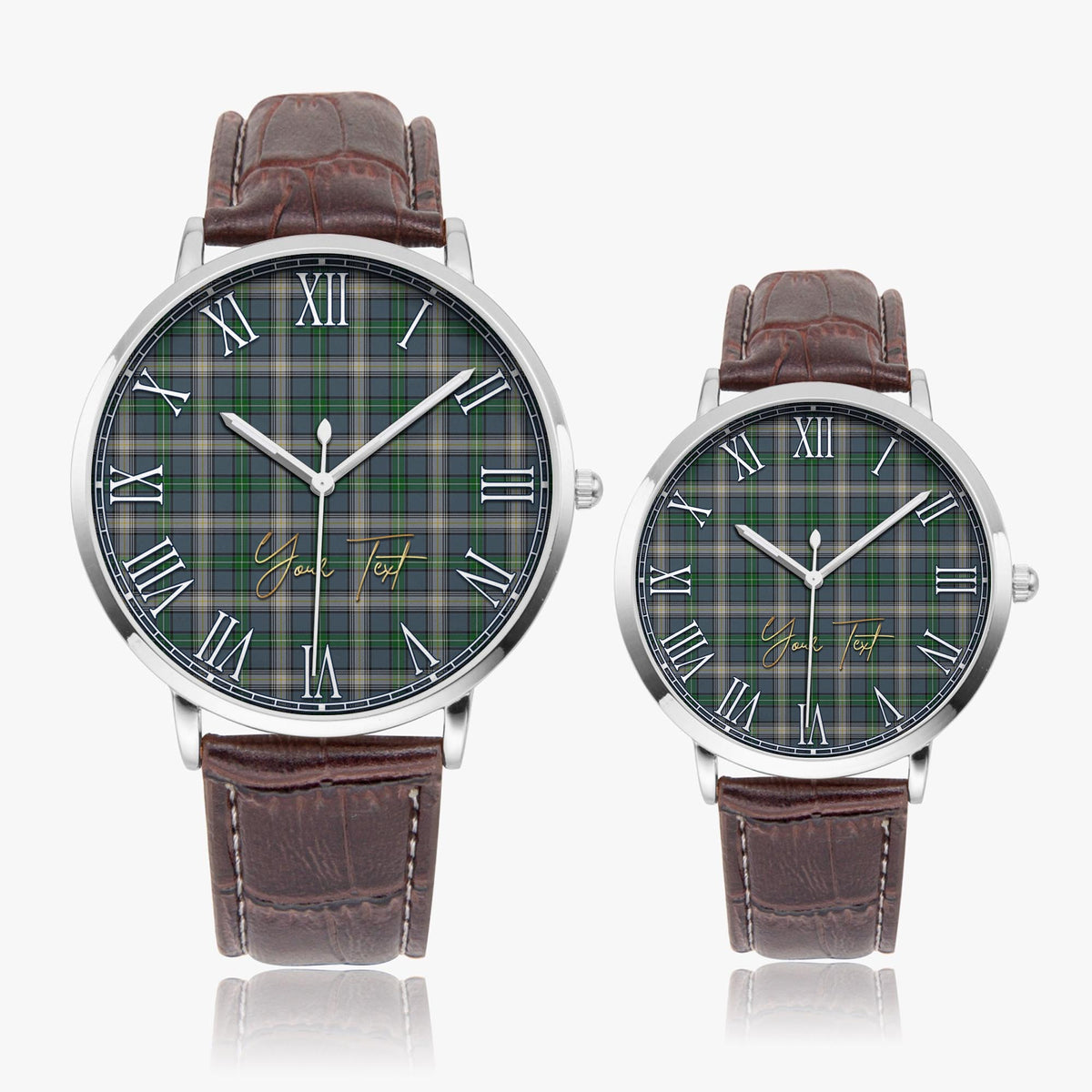 MacDowall (McDowall) Tartan Personalized Your Text Leather Trap Quartz Watch - Tartan Vibes Clothing