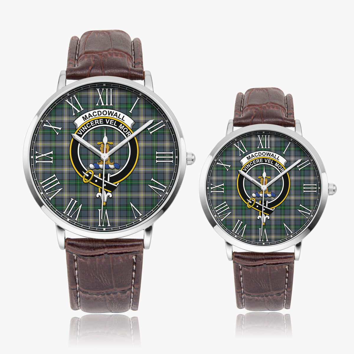 MacDowall (McDowall) Tartan Family Crest Leather Strap Quartz Watch - Tartan Vibes Clothing