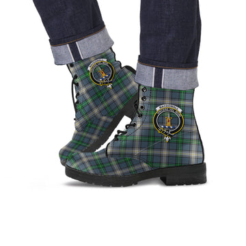 MacDowall (McDowall) Tartan Leather Boots with Family Crest Men' Boots - Tartan Vibes Clothing