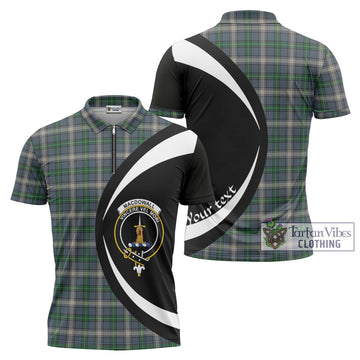 MacDowall (McDowall) Tartan Zipper Polo Shirt with Family Crest Circle Style