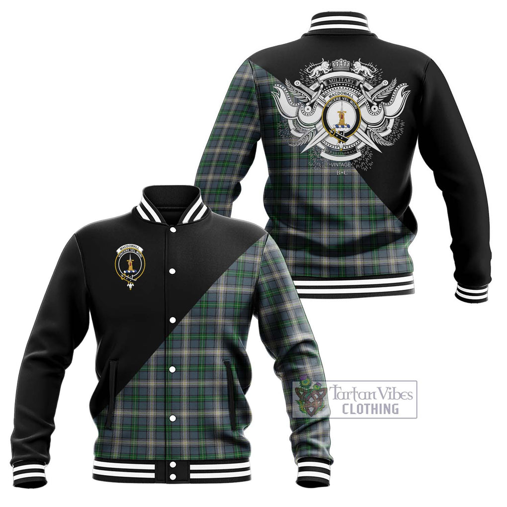 MacDowall (McDowall) Tartan Baseball Jacket with Family Crest and Military Logo Style Unisex - Tartanvibesclothing Shop