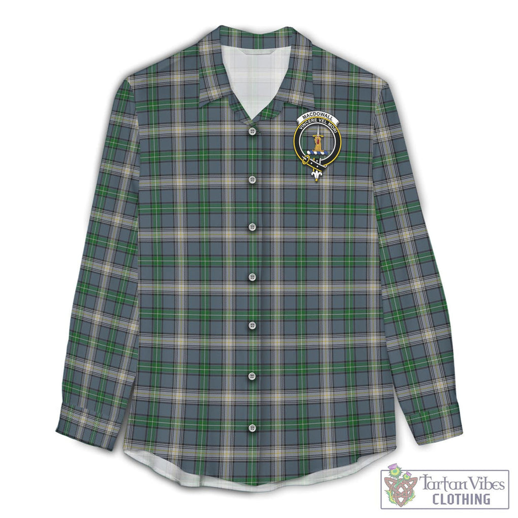 Tartan Vibes Clothing MacDowall Tartan Womens Casual Shirt with Family Crest