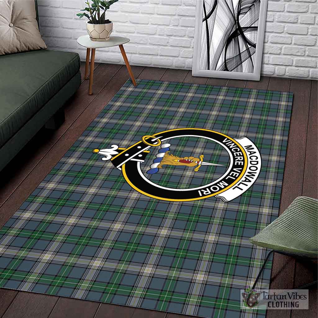 Tartan Vibes Clothing MacDowall Tartan Area Rug with Family Crest