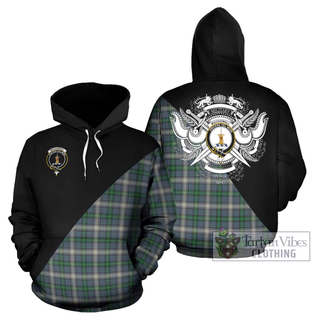 Tartan Vibes Clothing MacDowall Tartan Hoodie with Family Crest and Military Logo Style