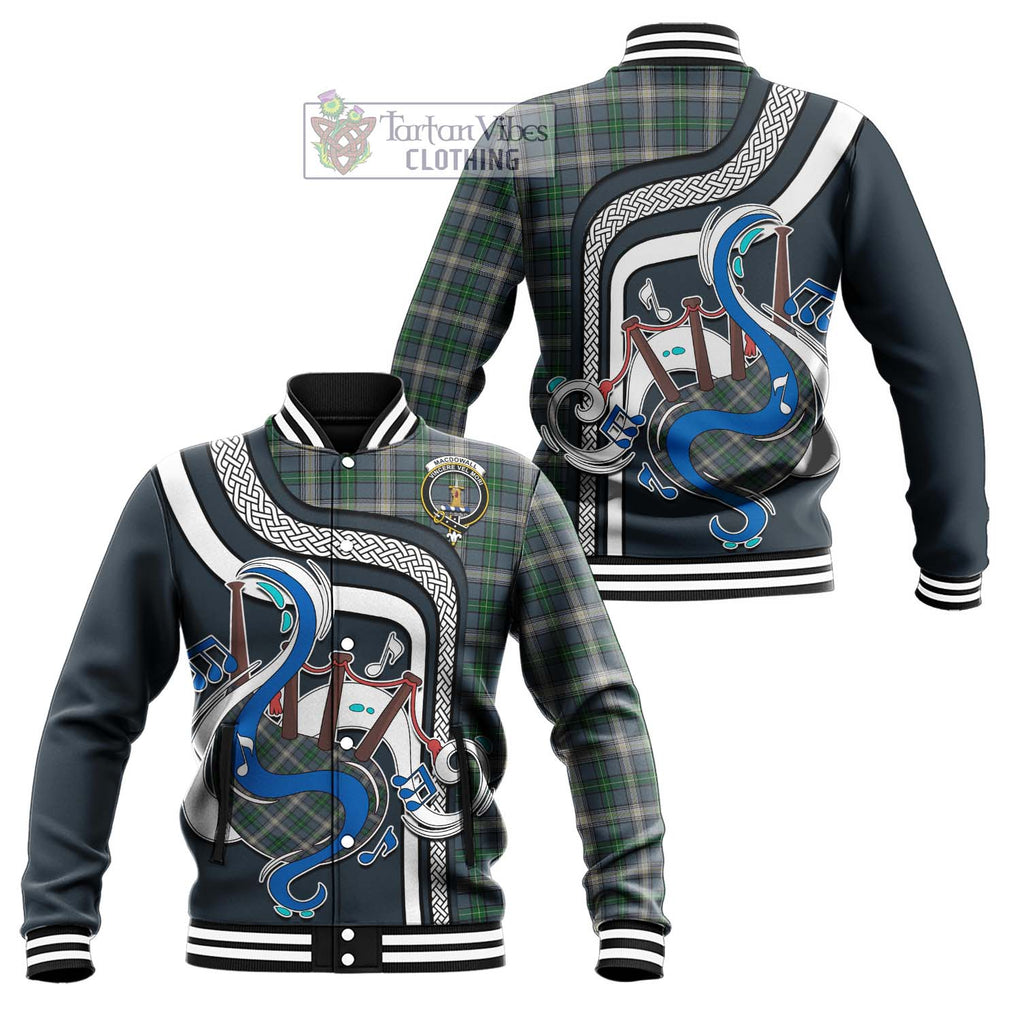 Tartan Vibes Clothing MacDowall Tartan Baseball Jacket with Epic Bagpipe Style