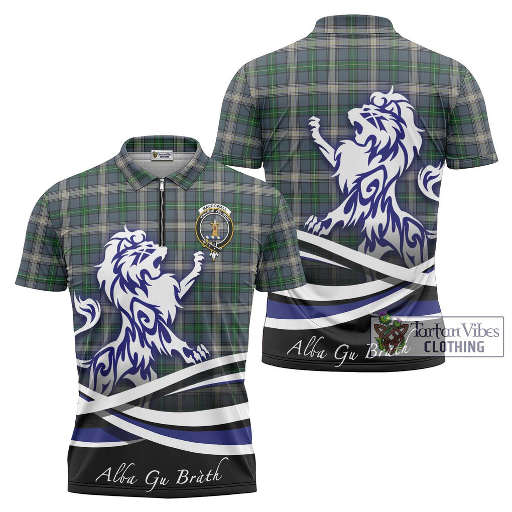 MacDowall (McDowall) Tartan Zipper Polo Shirt with Alba Gu Brath Regal Lion Emblem Unisex - Tartanvibesclothing Shop