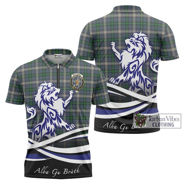 MacDowall (McDowall) Tartan Zipper Polo Shirt with Alba Gu Brath Regal Lion Emblem