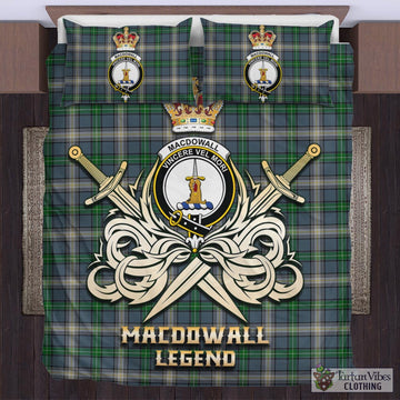 MacDowall (McDowall) Tartan Bedding Set with Clan Crest and the Golden Sword of Courageous Legacy