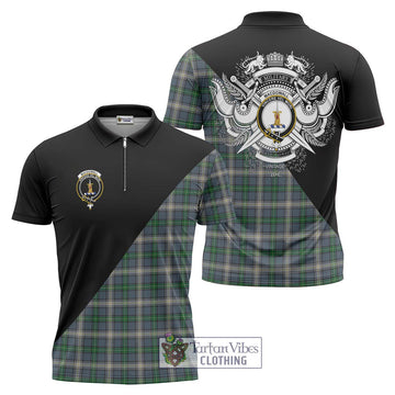 MacDowall (McDowall) Tartan Zipper Polo Shirt with Family Crest and Military Logo Style