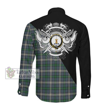MacDowall (McDowall) Tartan Long Sleeve Button Shirt with Family Crest and Military Logo Style Men's Shirt - Tartan Vibes Clothing