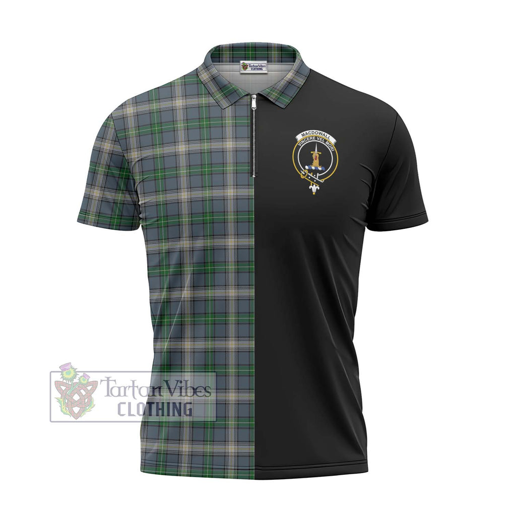 MacDowall (McDowall) Tartan Zipper Polo Shirt with Family Crest and Half Of Me Style - Tartanvibesclothing Shop