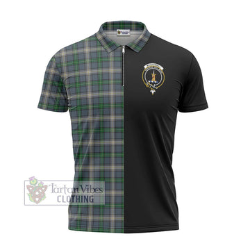 MacDowall (McDowall) Tartan Zipper Polo Shirt with Family Crest and Half Of Me Style