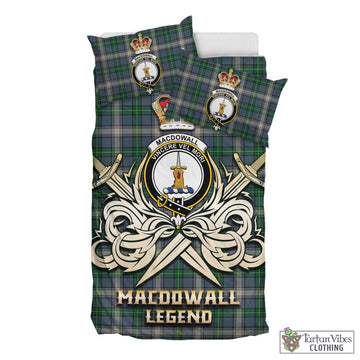 MacDowall (McDowall) Tartan Bedding Set with Clan Crest and the Golden Sword of Courageous Legacy