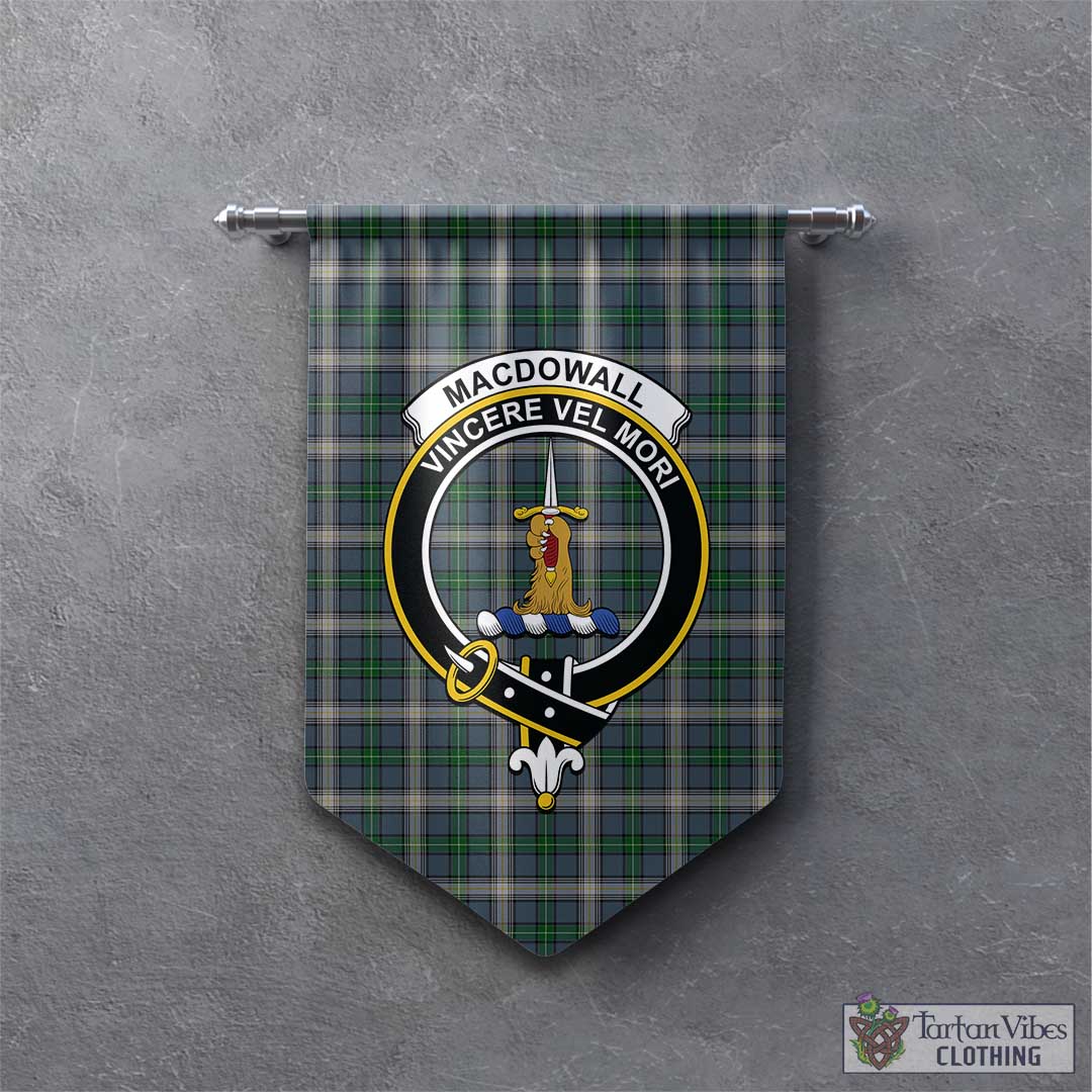 MacDowall Tartan Gonfalon, Tartan Banner with Family Crest