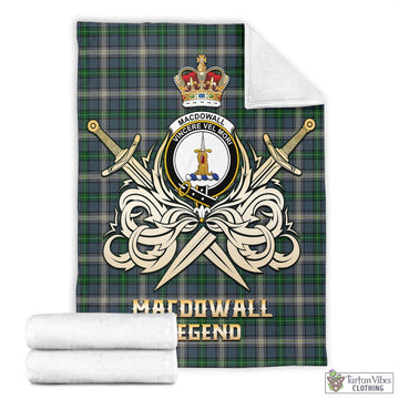 MacDowall (McDowall) Tartan Blanket with Clan Crest and the Golden Sword of Courageous Legacy