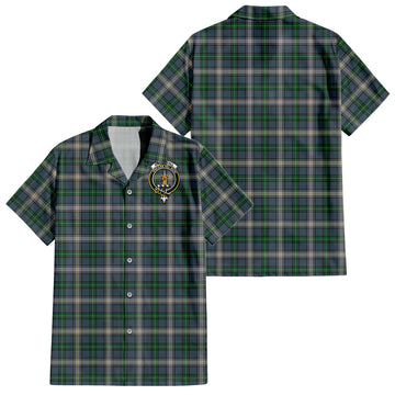 MacDowall (McDowall) Tartan Short Sleeve Button Down Shirt with Family Crest