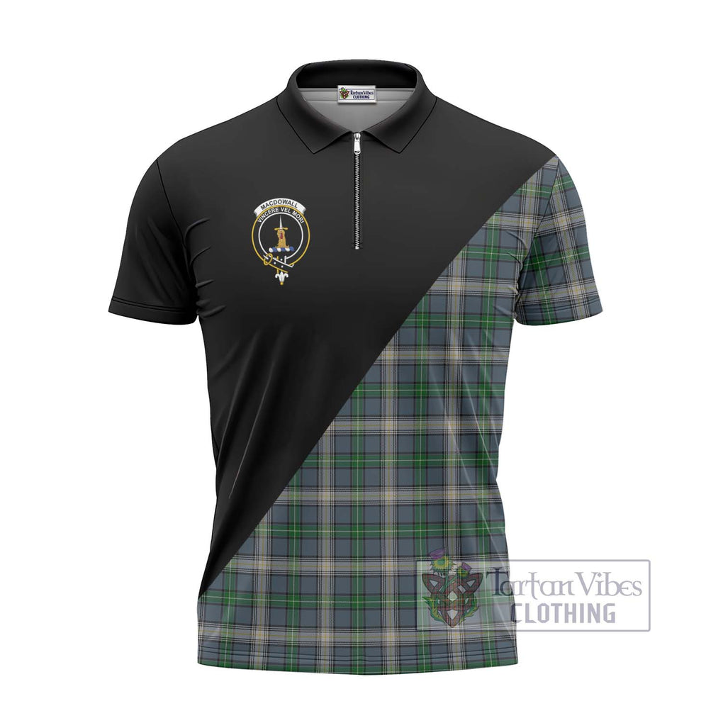 MacDowall (McDowall) Tartan Zipper Polo Shirt with Family Crest and Military Logo Style - Tartanvibesclothing Shop