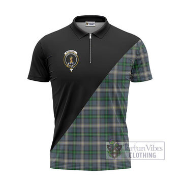 MacDowall (McDowall) Tartan Zipper Polo Shirt with Family Crest and Military Logo Style