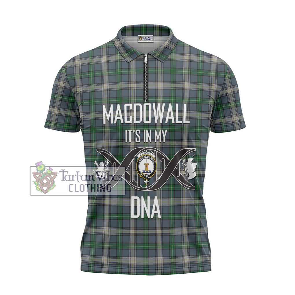 MacDowall (McDowall) Tartan Zipper Polo Shirt with Family Crest DNA In Me Style - Tartanvibesclothing Shop