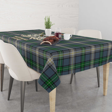MacDowall (McDowall) Tartan Tablecloth with Clan Crest and the Golden Sword of Courageous Legacy - Tartan Vibes Clothing