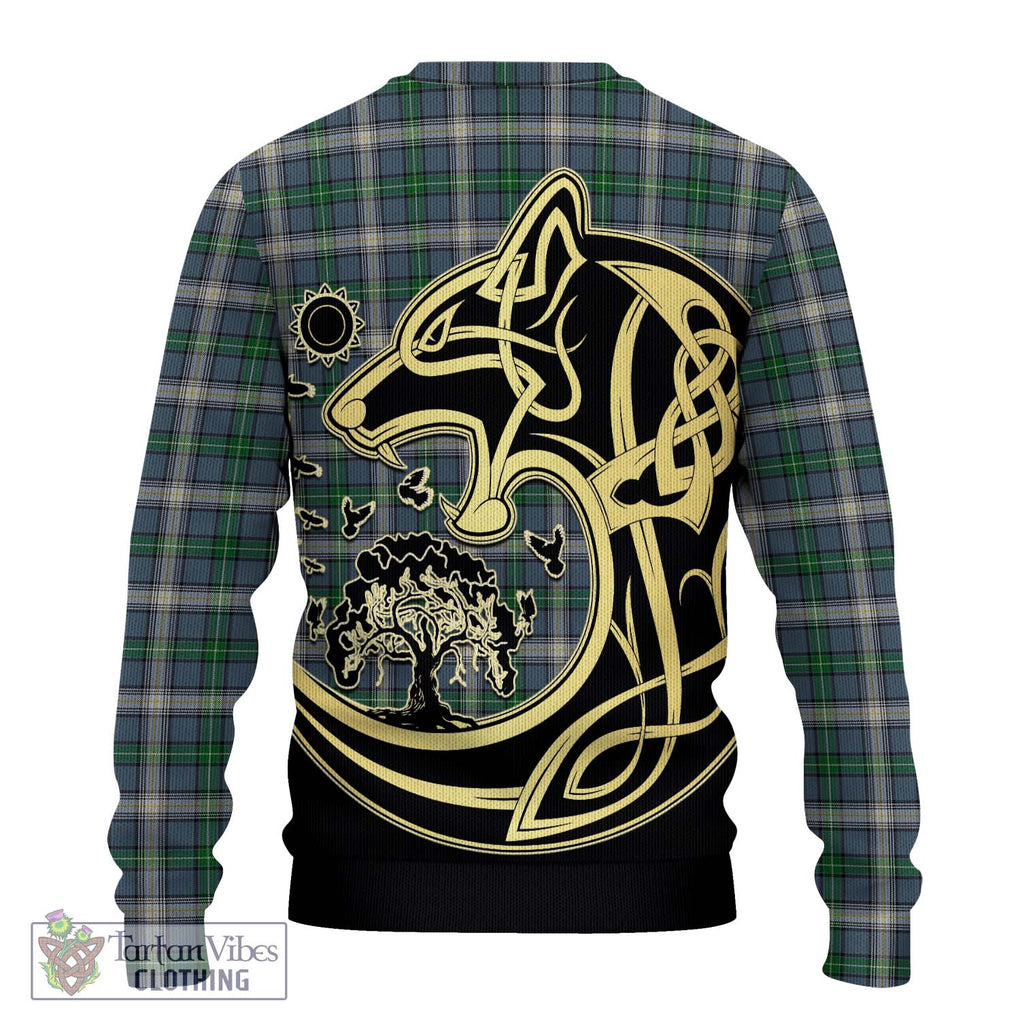 MacDowall (McDowall) Tartan Ugly Sweater with Family Crest Celtic Wolf Style - Tartan Vibes Clothing