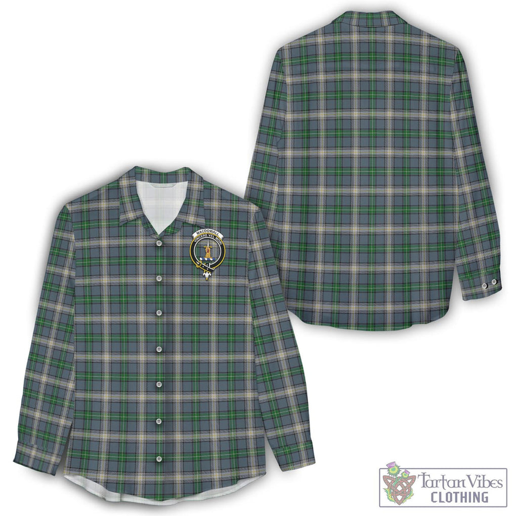 Tartan Vibes Clothing MacDowall Tartan Womens Casual Shirt with Family Crest