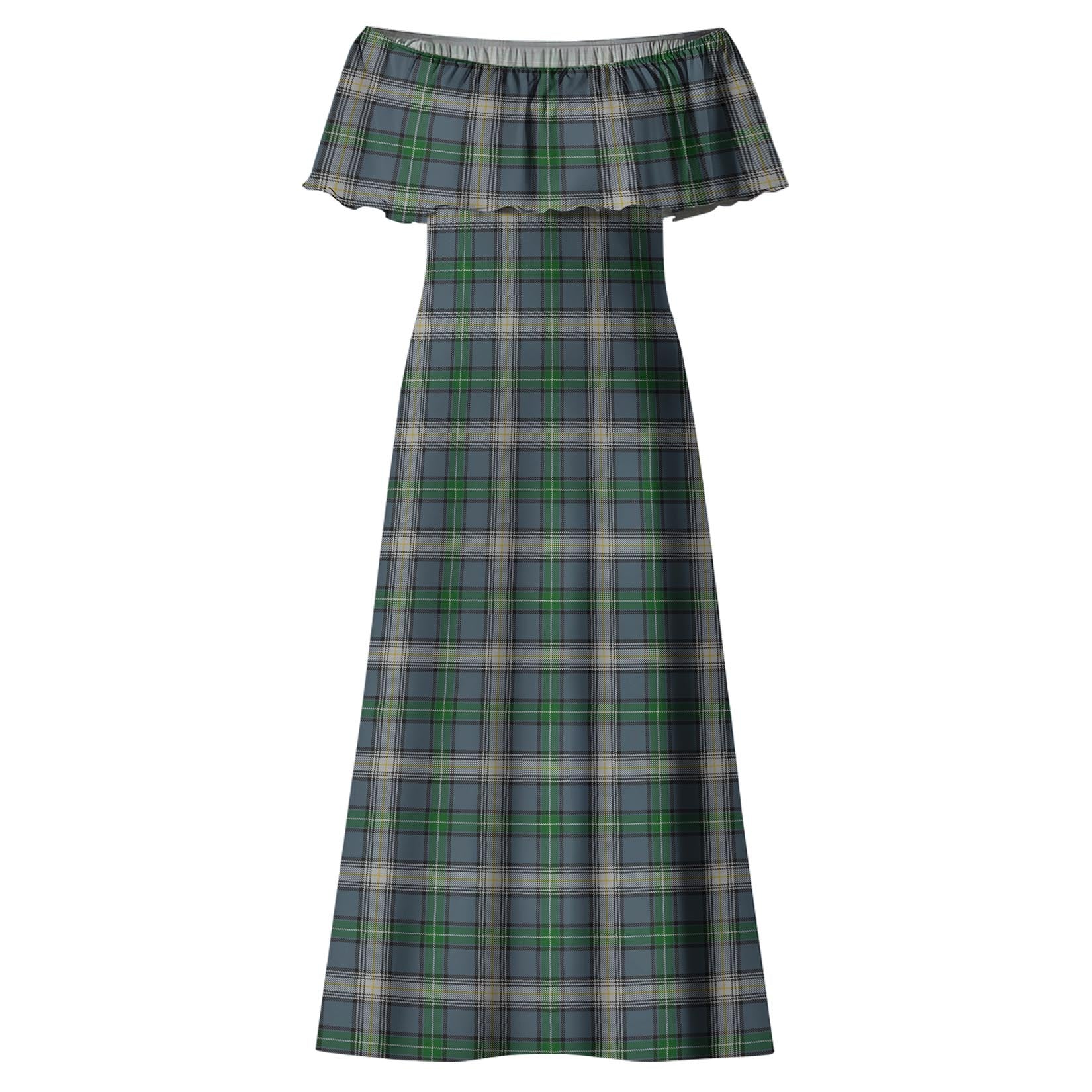 MacDowall Tartan Off Shoulder Long Dress - Tartanvibesclothing