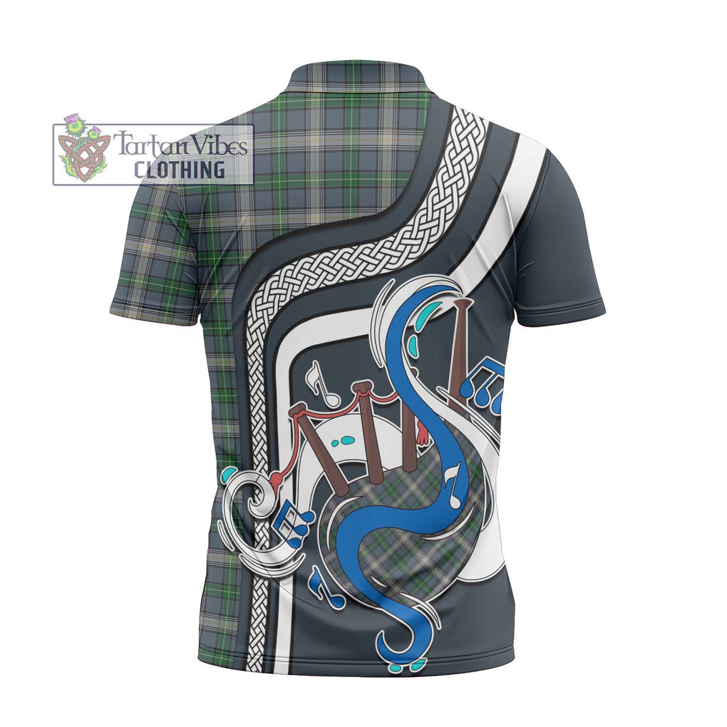 MacDowall (McDowall) Tartan Zipper Polo Shirt with Epic Bagpipe Style - Tartanvibesclothing Shop