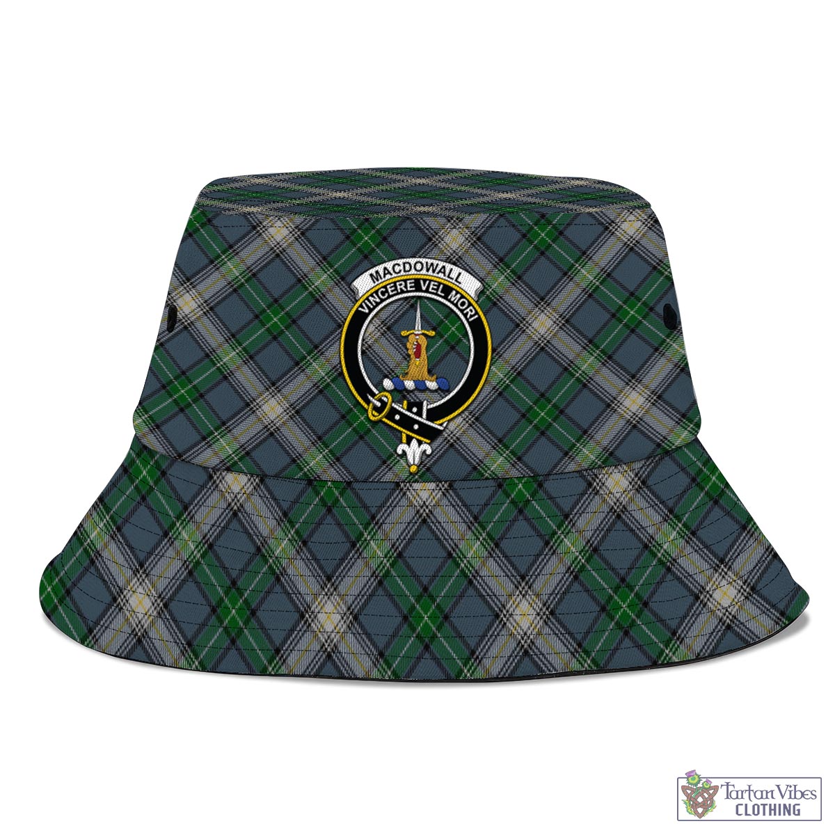 Tartan Vibes Clothing MacDowall Tartan Bucket Hat with Family Crest