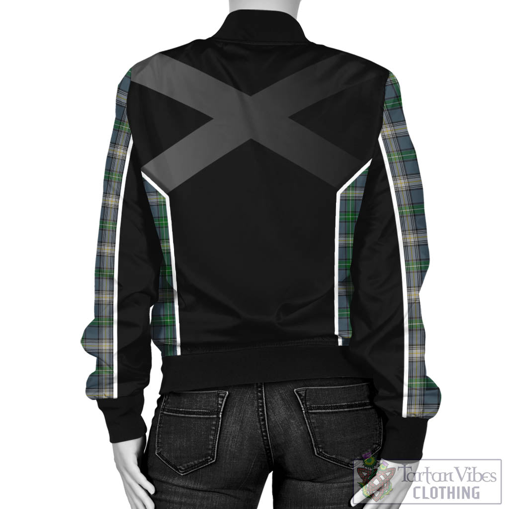 Tartan Vibes Clothing MacDowall Tartan Bomber Jacket with Family Crest and Scottish Thistle Vibes Sport Style