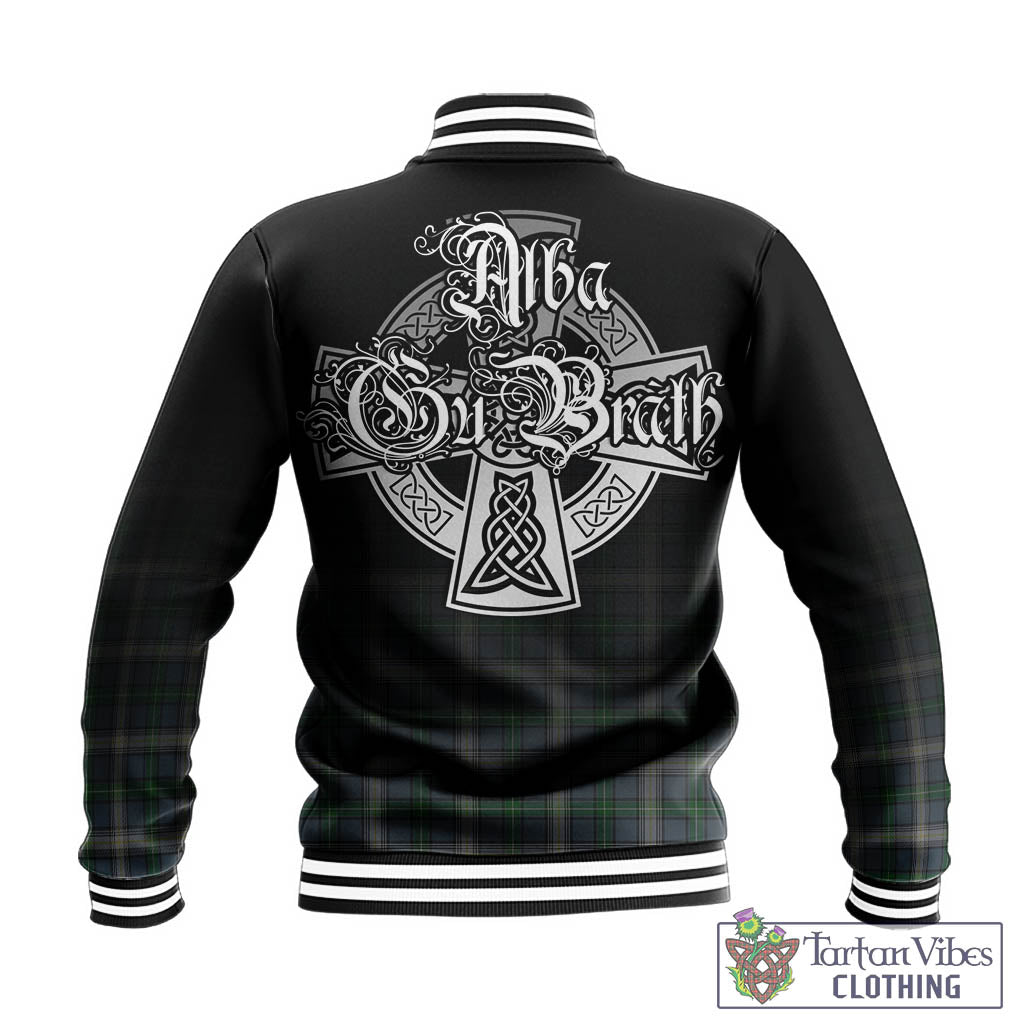 Tartan Vibes Clothing MacDowall Tartan Baseball Jacket Featuring Alba Gu Brath Family Crest Celtic Inspired