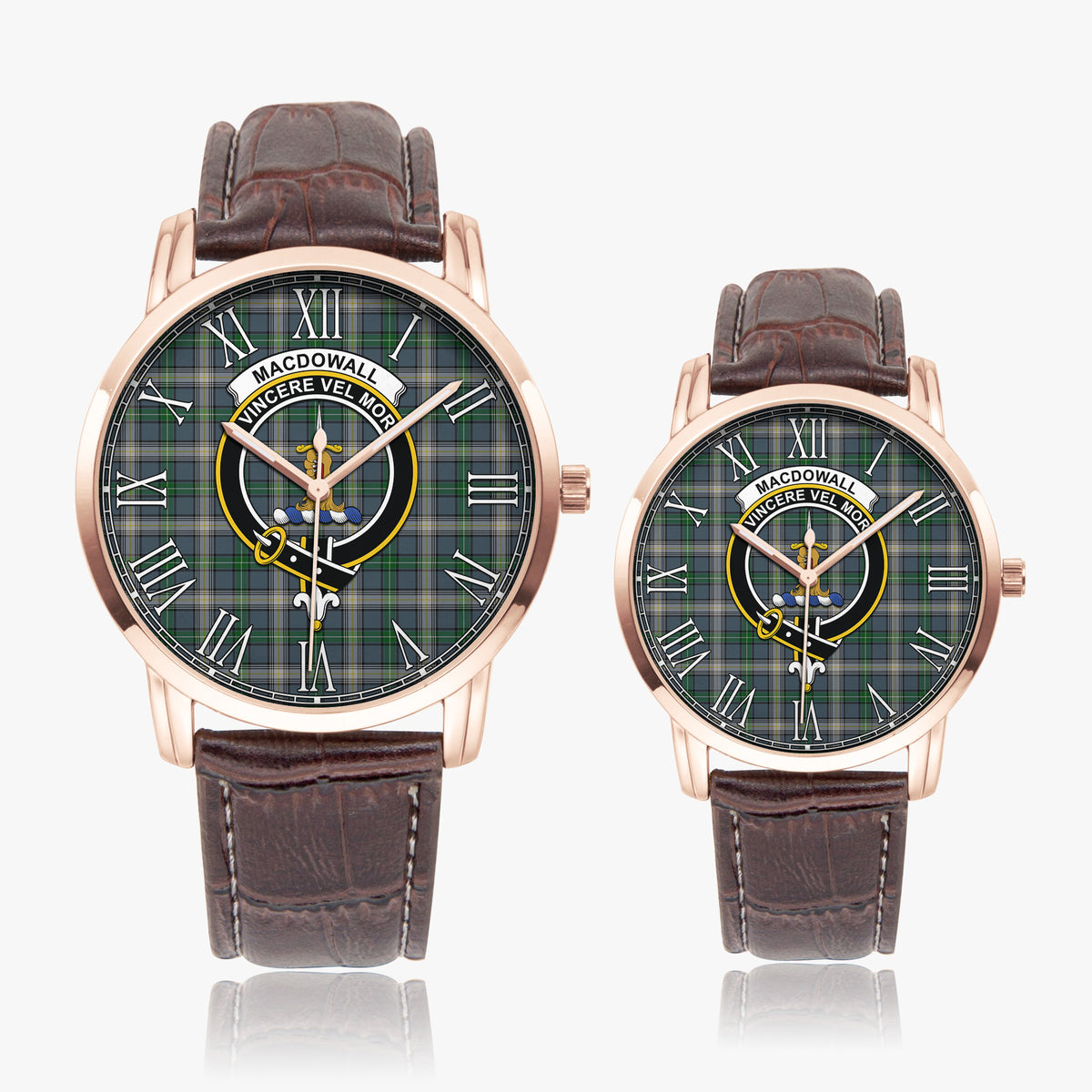 MacDowall (McDowall) Tartan Family Crest Leather Strap Quartz Watch - Tartan Vibes Clothing