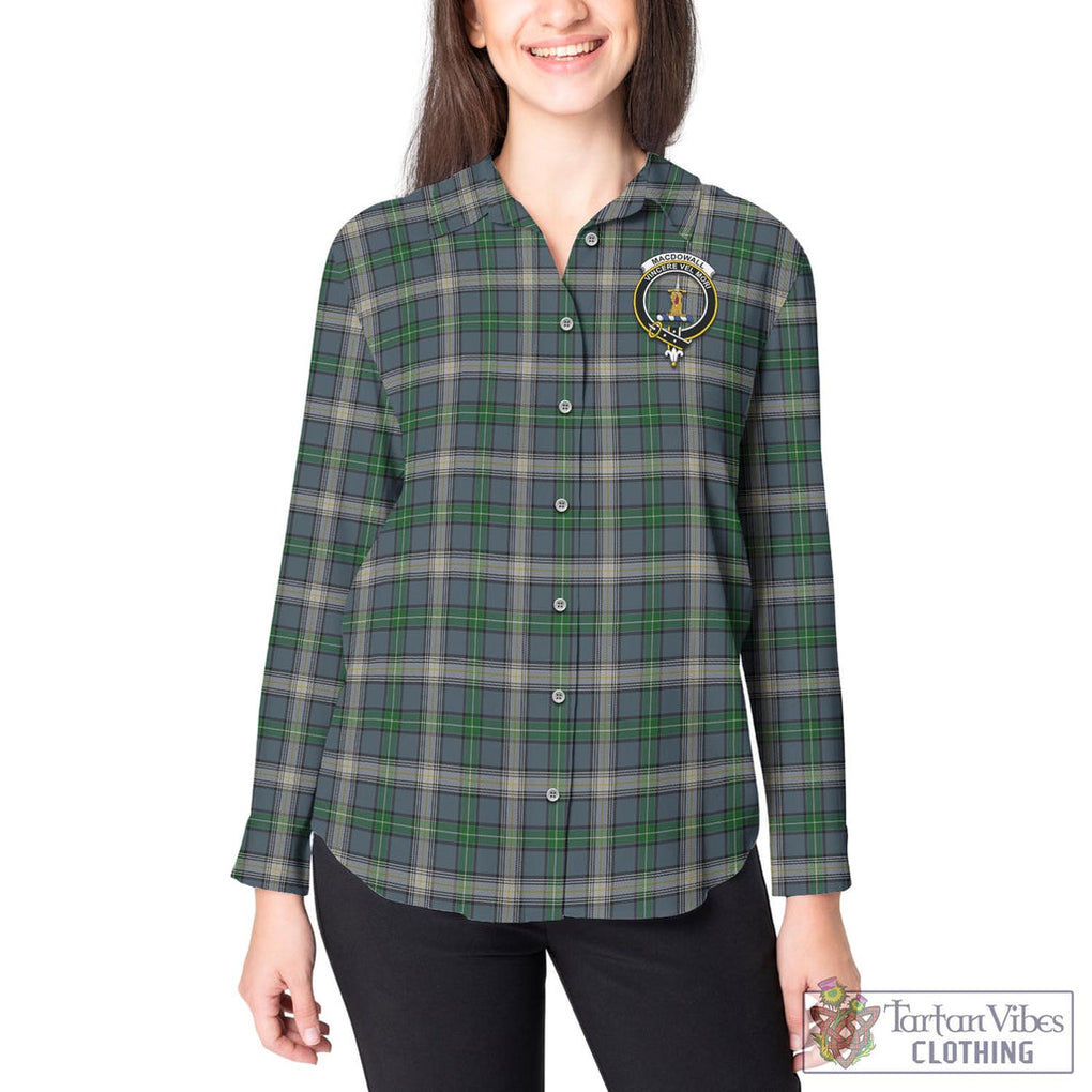 Tartan Vibes Clothing MacDowall Tartan Womens Casual Shirt with Family Crest