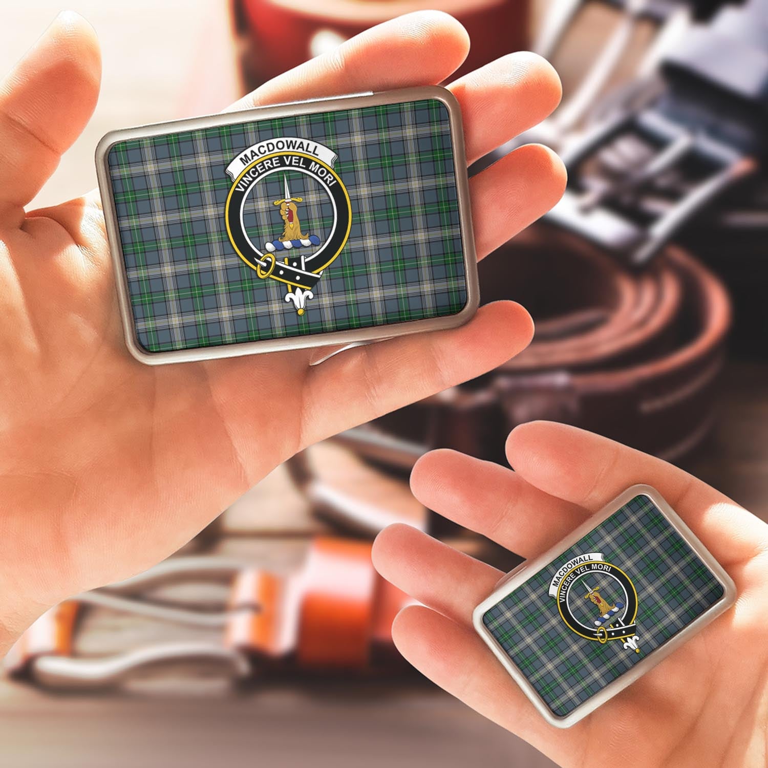 MacDowall (McDowall) Tartan Belt Buckles with Family Crest - Tartan Vibes Clothing