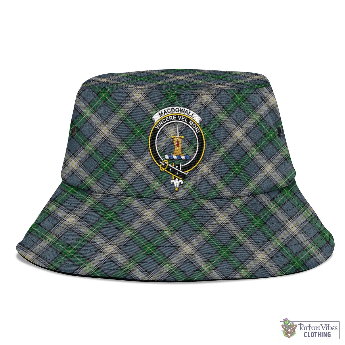 Tartan Vibes Clothing MacDowall Tartan Bucket Hat with Family Crest