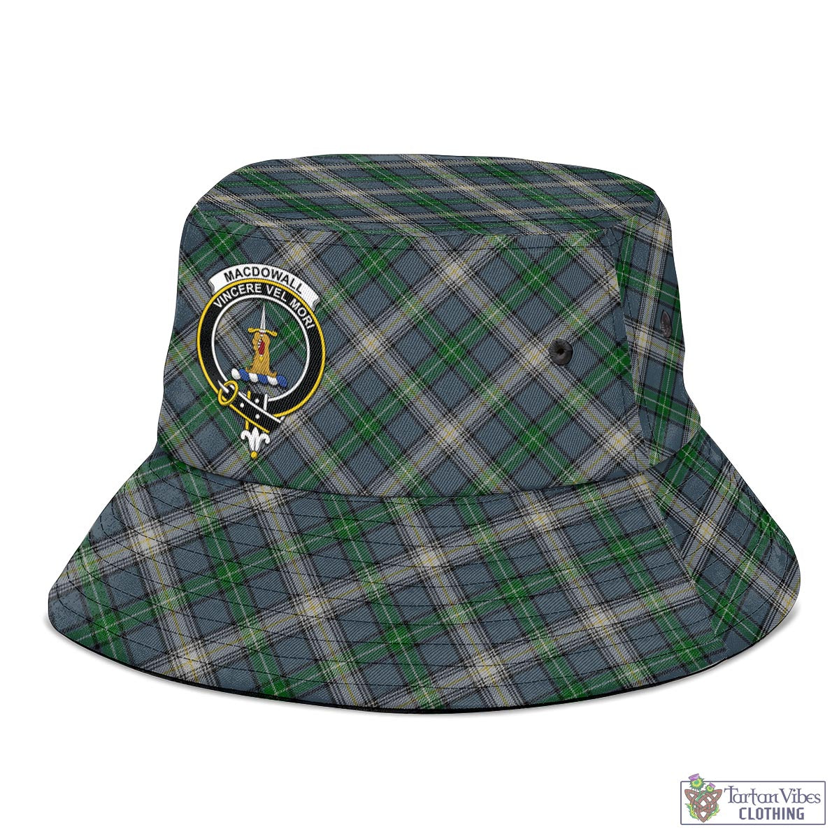 Tartan Vibes Clothing MacDowall Tartan Bucket Hat with Family Crest