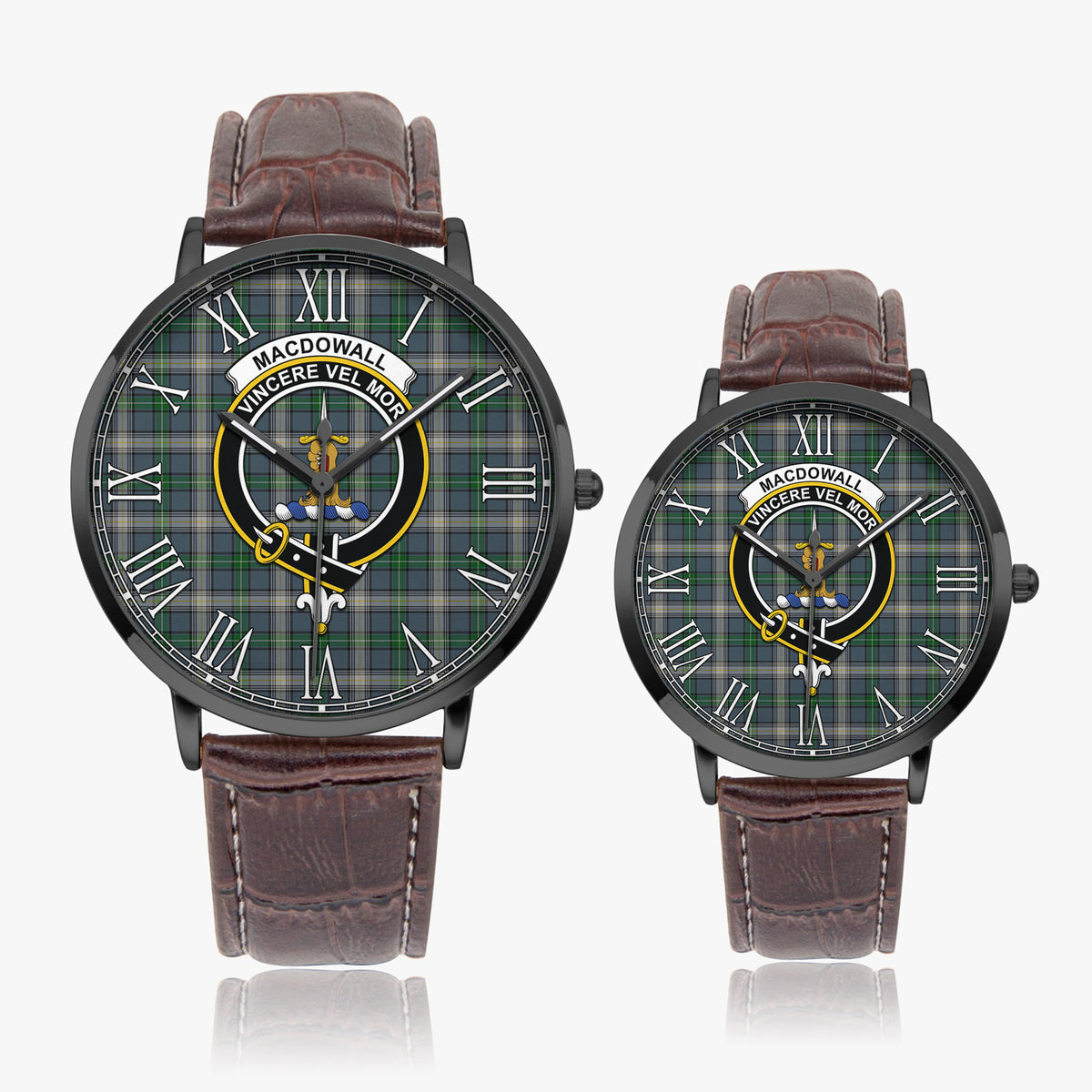 MacDowall (McDowall) Tartan Family Crest Leather Strap Quartz Watch - Tartan Vibes Clothing
